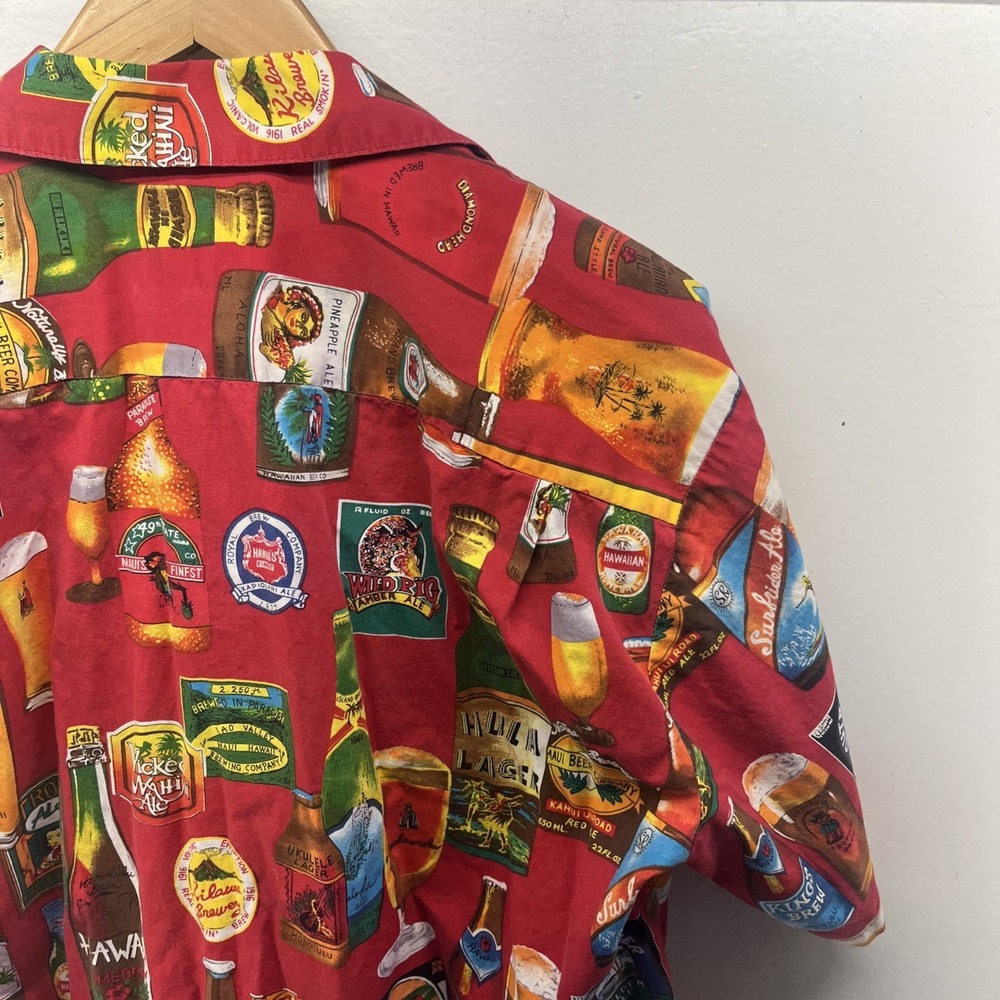 Hilo Hattie's Hawaiian Original Med Vintage Beer Label Aloha Camp-Collar Shirt - Picture 10 of 13